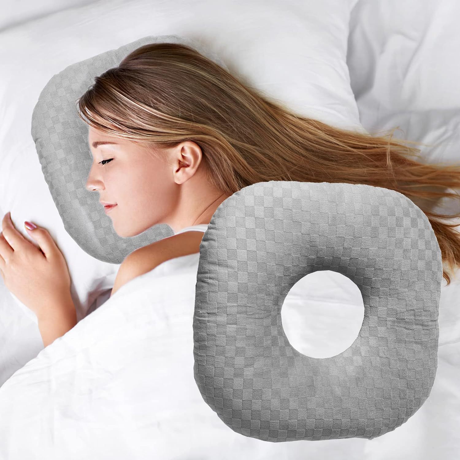 Amazon Single-Hole Ear Pillow Hollow Seat Cushion Waist Support Ear Piercing Repair Medical Ear Donut Side Sleeping Pillow