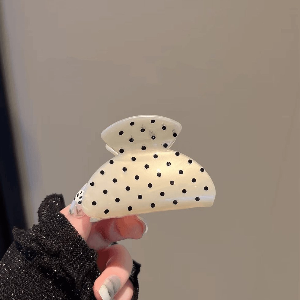 White polka dot small fan shape
