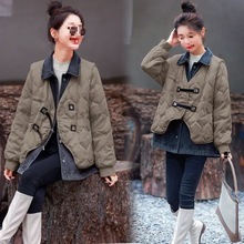 牛仔拼接羽绒服女两件套2023冬季短款时尚小香风设计感白鸭绒外套