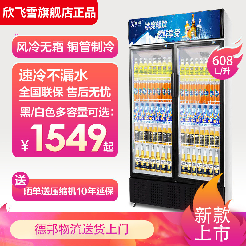 Snow Display cabinet Fresh keeping vertical Beer cabinet commercial Refrigerator Double Door Beverage Cooler Freezer supermarket Freezer