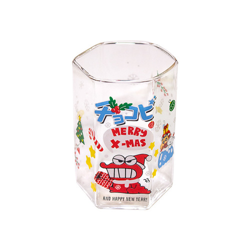Crocodile Cup Hexagonal Cup Funny Shin-chan Cartoon Borosilicate Glass Cup Milk Cup Coffee Cup Juice Cup