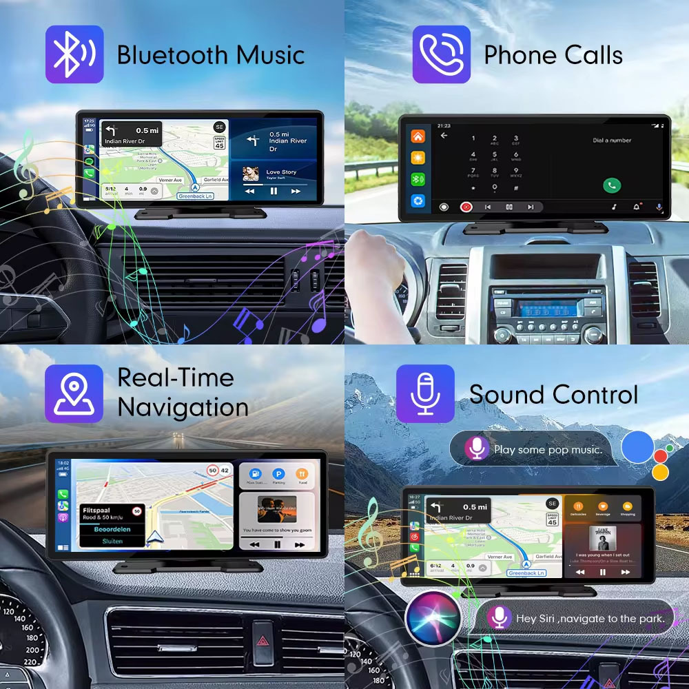 (2개) 국경 간 공장 직접 판매 CARPLAY 범용 휴대용 자동차 내비게이션 중앙 제어 상호 연결된 멀티미디어 플레이어