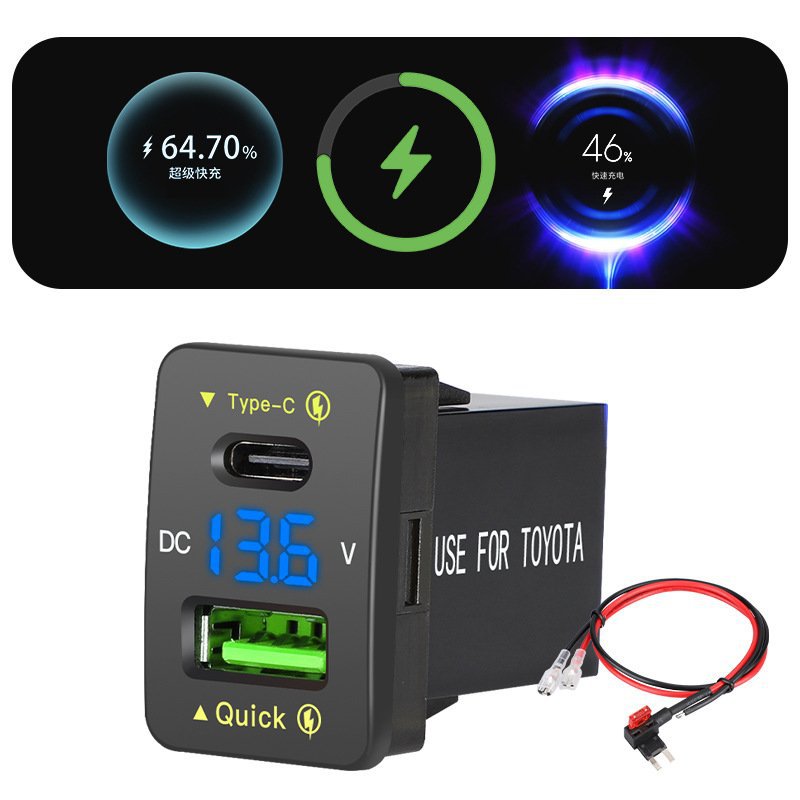 New Car USB Charger 66W Super Fast Charging 12-24V Rv Truck Modified Type-C Interface Flash Charging