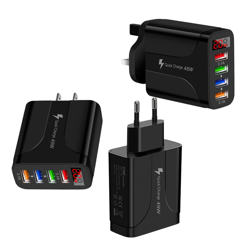 5V18 watt digital display charger 4USB digital display fast charger smart 4usb display charging head cross-border products