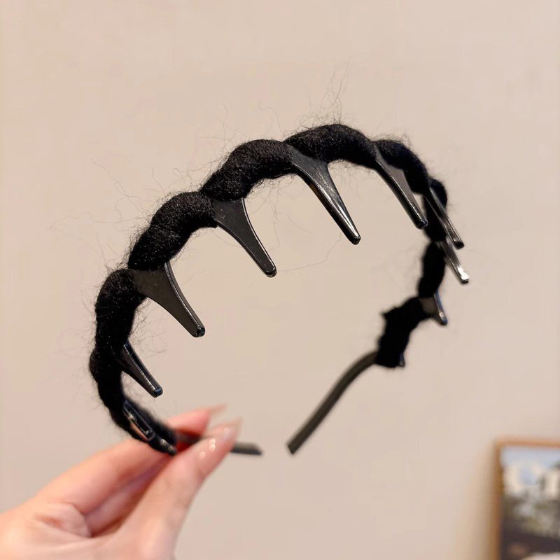 Otoño y invierno de alto nivel explosivo tipo ondas de pelusa correa de cabello para mujeres cráneo alto no lesiones de dientes de cabello para el cabello de doble propósito