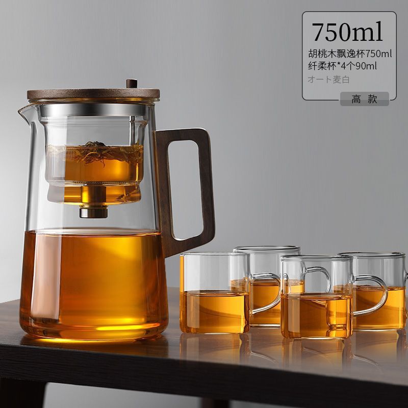 tetera de alta sensación china de alto silicio de vidrio de silicio separador de té de agua de una sola taza de evaporación de silicio taza de separación