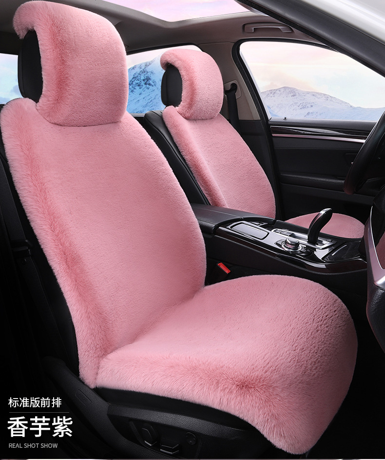 Cross-border 2026 new winter rabbit fur plush seat cushion with lumbar support, thickened car seat pad, car interior seat cushion, non-slip