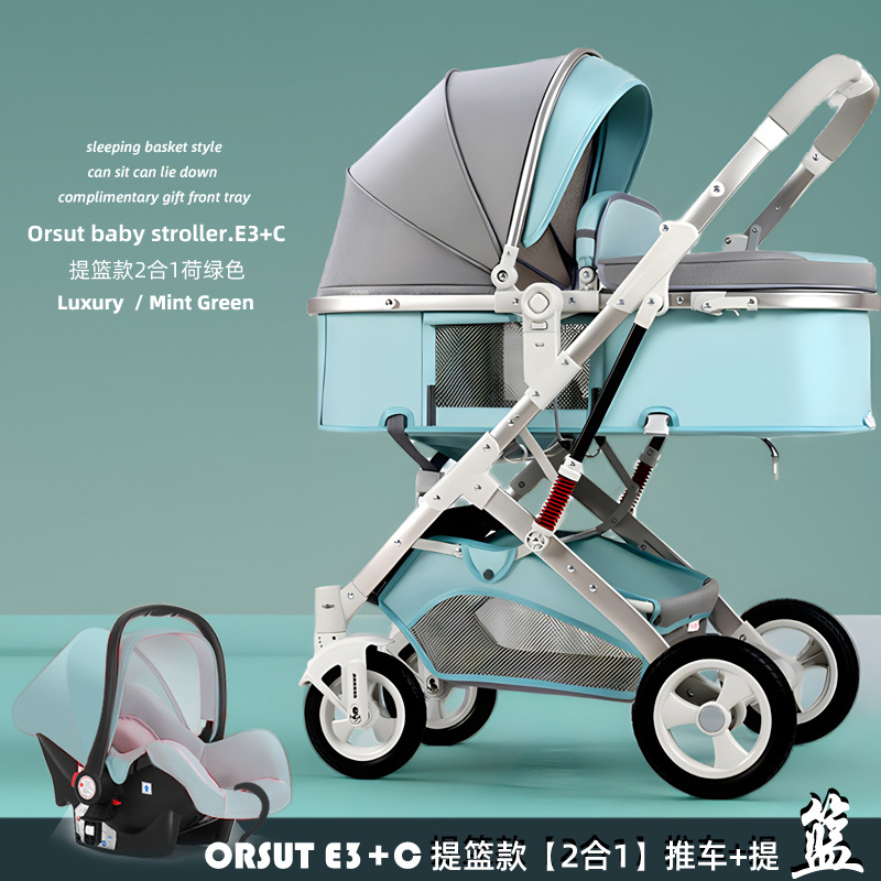 El cochecito de bebé de alto paisaje se puede sentar y acostarse, ligero y plegable, amortiguador bidireccional, cochecito de bebé para niños recién nacidos al por mayor