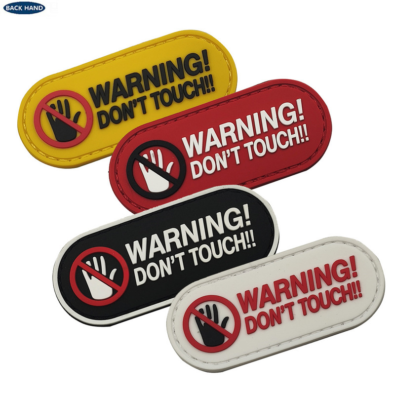 Warning Don'T Touch Warning Sticker 3D Pvc Soft Glue Warning Label Velcro Stamp Backpack Stamp