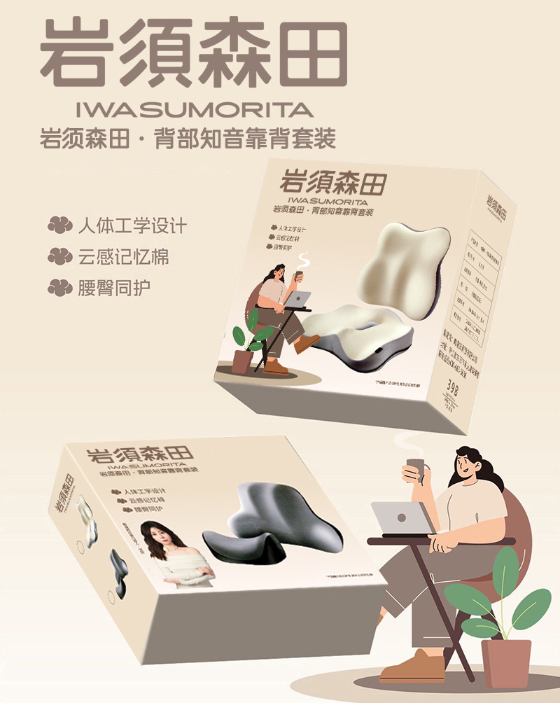Yanxusen Tian Memory Foam Lumbar Support Cushion for Office and Car Use, Dual-Purpose Waist Support Pillow for Seat Backrest