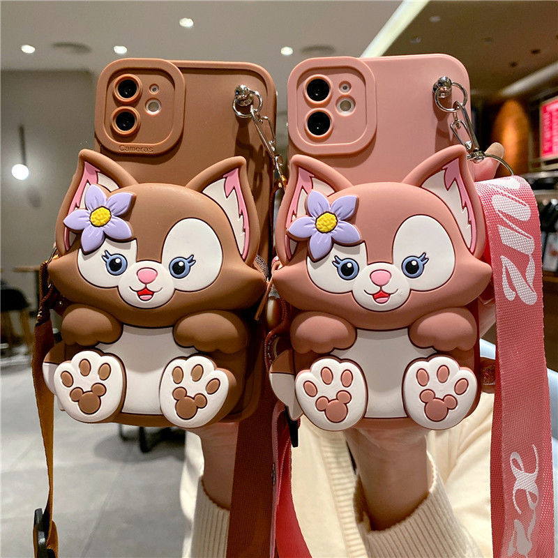 Applicable phone case for Apple 15 iPhone12/13 crossbody lanyard silicone xs cartoon coin purse 14promax