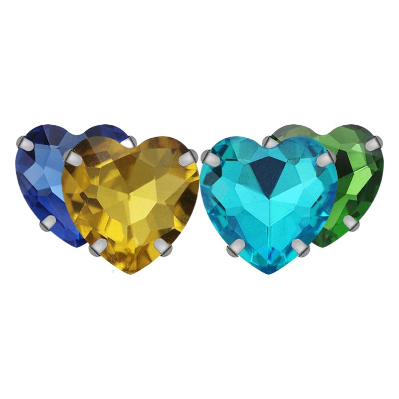 Amor garra diamante cosido a mano diamante con agujero diamante melocotón corazón cristal diamante DIY ropa collar hecho a mano material al por mayor