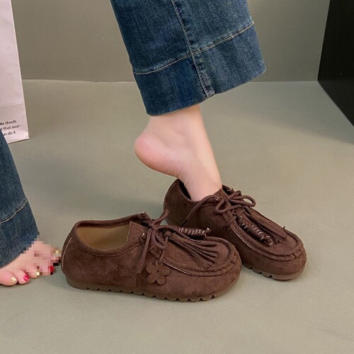 Bergen Shoes Autumn New Retro Outer Wear Slip-On Vacation Casual Lightweight Outdoor Single Shoes Camel