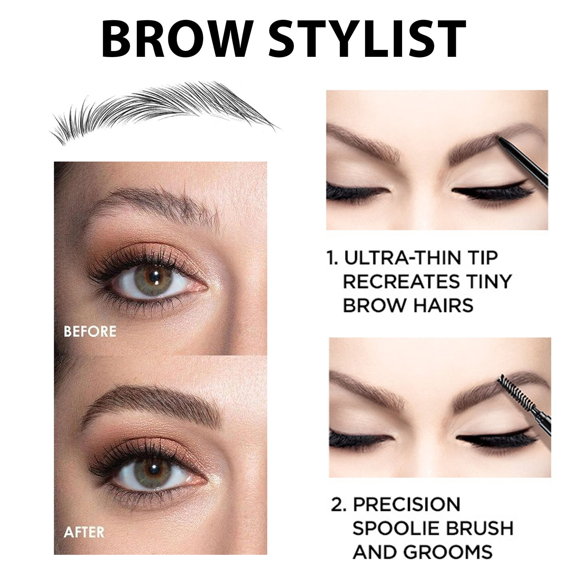 SHCOETY dual-head ultra-fine Eyebrow Pencil 4-color natural, long-lasting, waterproof, sweat-proof, non-smudge ultra-fine core cross-border makeup undefined