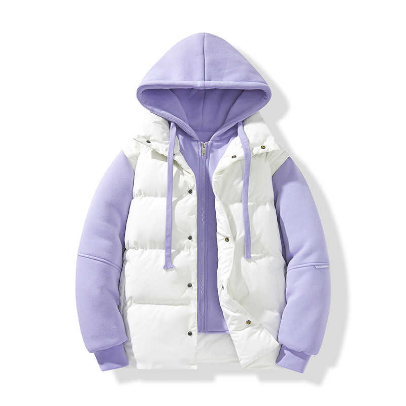 Fake Two-piece Padded Jacket Men's Loose Padded Jacket Loose Casual Hooded Padded Jacket_viptrois.com