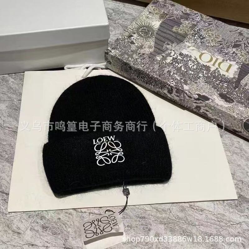 Luojia Korean Style Rabbit Fur Knit New Fashion Versatile Thickened Autumn and Winter Trendy Brand Warm Beanie with Letters for Men and Women