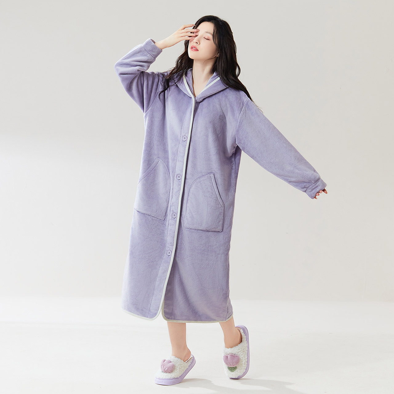Lilac hooded robe