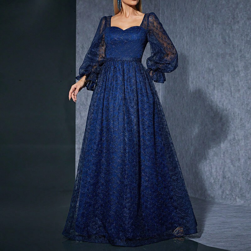 Cross-border foreign trade elegant and dignified new performance dress embroidery photo photo bridesmaid dress ball performance evening dress