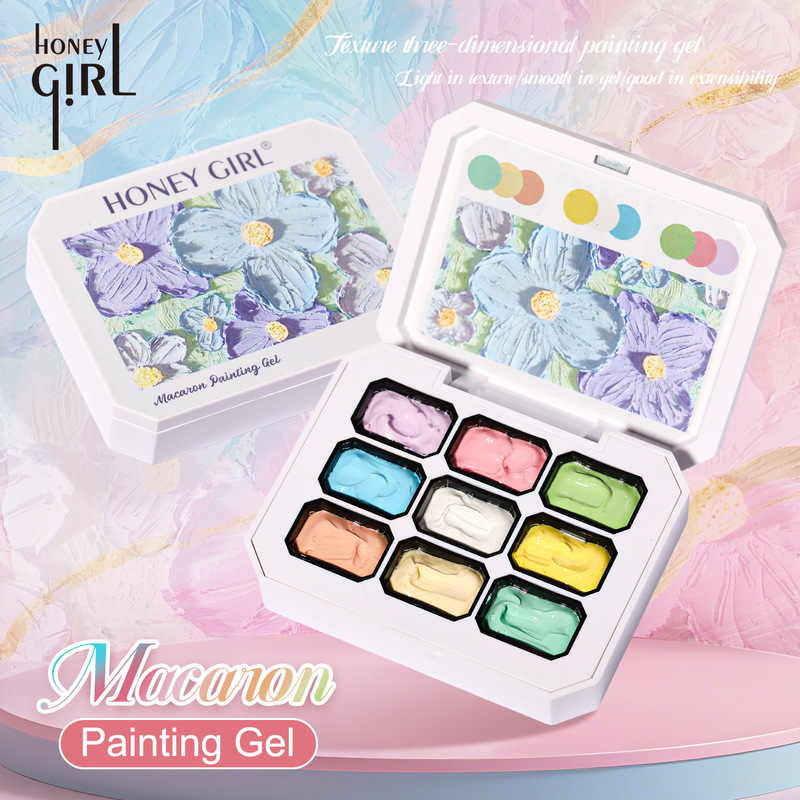 Nine-Grid Macaron Oil Painting Gel Three-In-One Pat Gel Long-Lasting Nail Polish Gel No-Wash Gradient Painted Gel Nail Gel