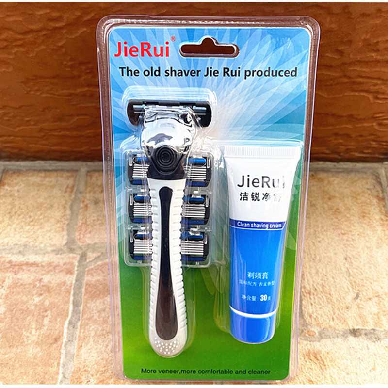 Factory Direct Supply Stainless Steel 6-Layer Razor Blade Old-Fashioned Manual Men's Razor Razor Razor Set