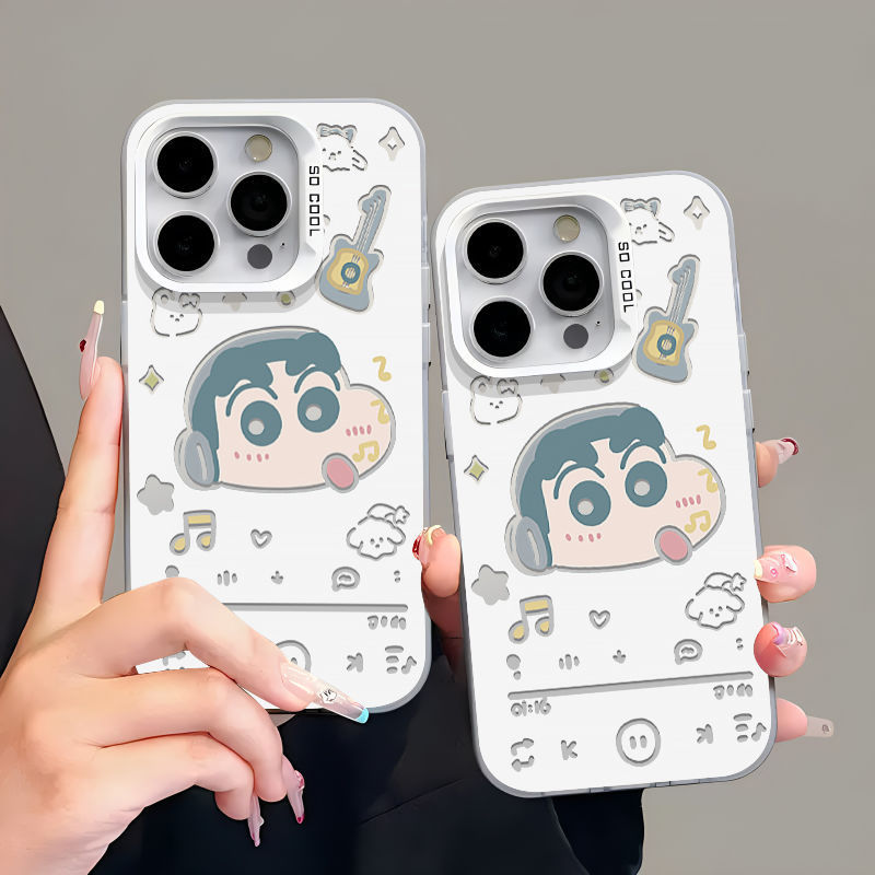 Headphones Crayon Shin-chan Apple 15promax Mobile Phone Case iPhone13 Large Hole 12 Color Silver IMD11 Vitality Shell X