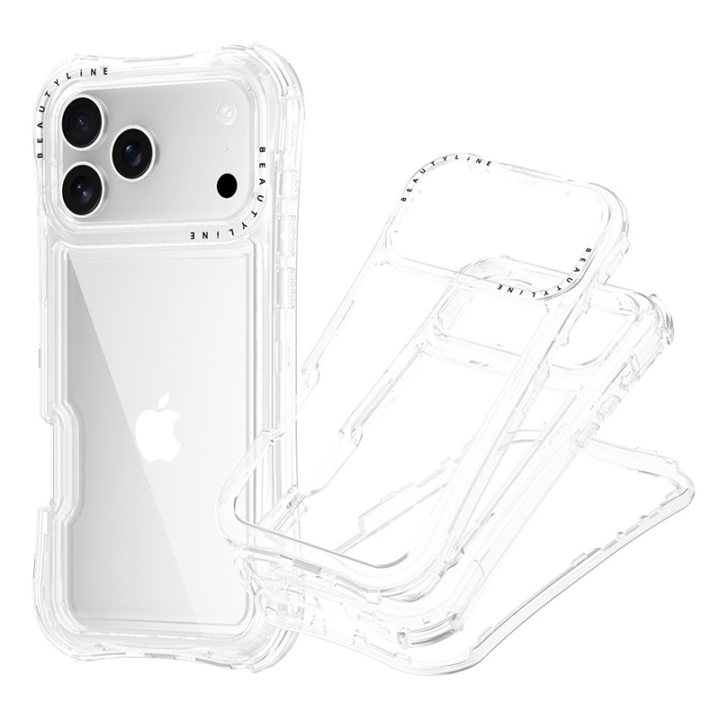 Aplicable Apple IP17 / 18 promax cojín de aire de cintura transparente todo incluido caso de teléfono celular resistente a caídas soporte de impresión de serigrafía LOGO
