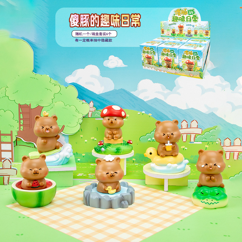 熊猫崽崽转盆乐盲盒树脂手办公仔摆件家居装饰树脂工艺品儿童礼物|undefined