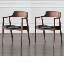 简约黑色实木餐椅肯尼迪总统椅广岛椅白蜡木餐厅洽谈椅休闲靠背椅