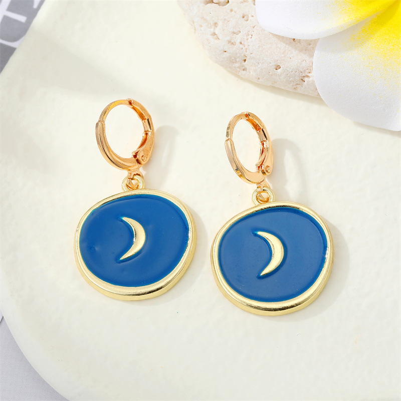 Pendientes De Gota De Patrón De Luna En Forma De Círculo De Corazón Geométrico De Moda Al Por Mayor display picture 4