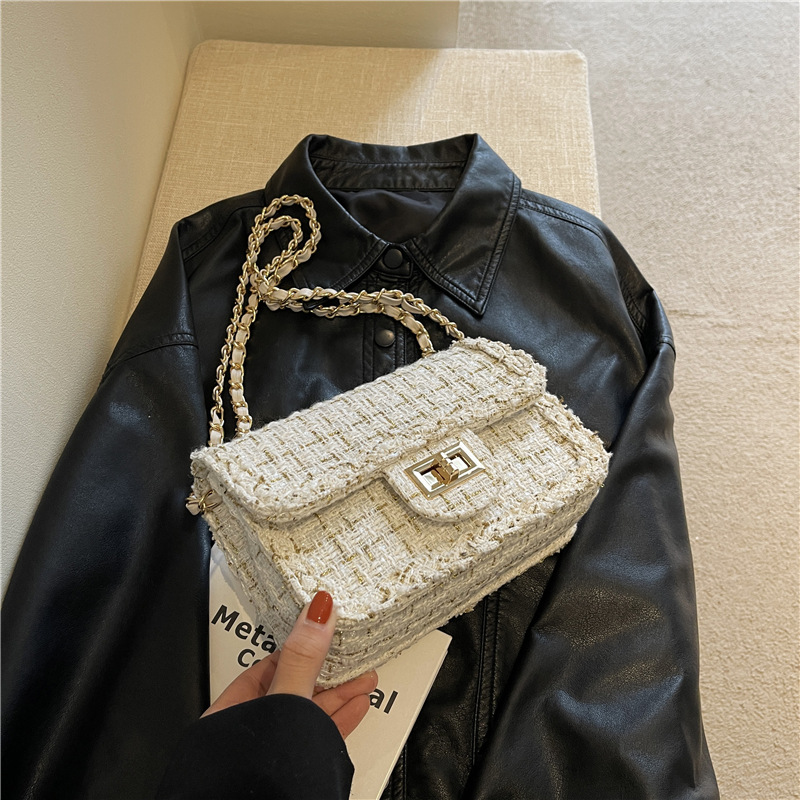 Borsa a tracolla piccola quadrata obliqua con catena sottobraccio da donna autunno/inverno 2024_voghion.com