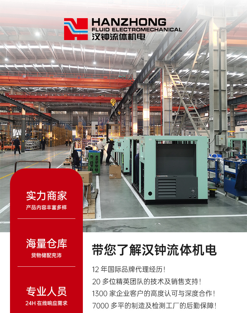 Hanzhong precision machine permanent magnet frequency conversion dry screw air compressor clean oil-free two-stage compression power saving long warranty period