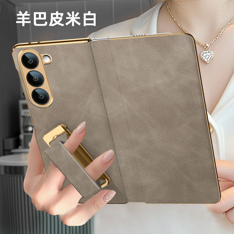 翻盖腕带支架羊巴皮适用zfold7壳Galaxy Z Fold7折叠屏全包保护套|undefined