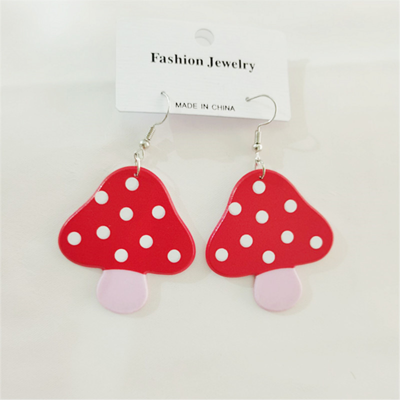 Acrylic Material Mushroom Pattern 1 Pair Casual Mushroom Plating Arylic Earrings
