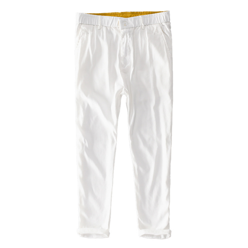 2020 새로운면 및 린넨 캐주얼 바지 느슨한 단색 스트레치 팬츠 스포츠 청소년 카프리 팬츠 린넨 코튼 팬츠 7418