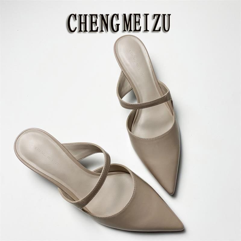 Trendy Ck-Style High-Heeled Mules, New Fashion Pointed-Toe Chunky Heel Slip-On Sandals, Versatile Lazy Slip-On Shoes Trendy Ck-Style High-Heeled Mules, New Fashion Pointed-Toe Chunky Heel Slip-On Sandals, Versatile Lazy Slip-On Shoes