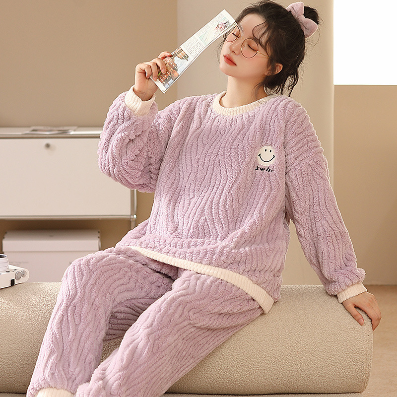 (2개) 새로운 산호 양털 잠옷 여성 6XL 겨울 두꺼운 양복 플러스 크기 지방 MM 플란넬 가정 의류 200 진 5X