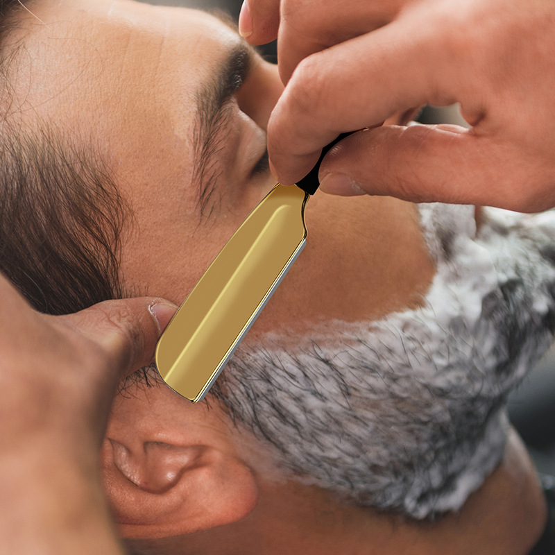 Grensoverschrijdend handgereedschap voor mannen met rechte handgreep, kappersscheermes, gezichts- en wenkbrauwtrimmer, scheermeshouder_voghion.com