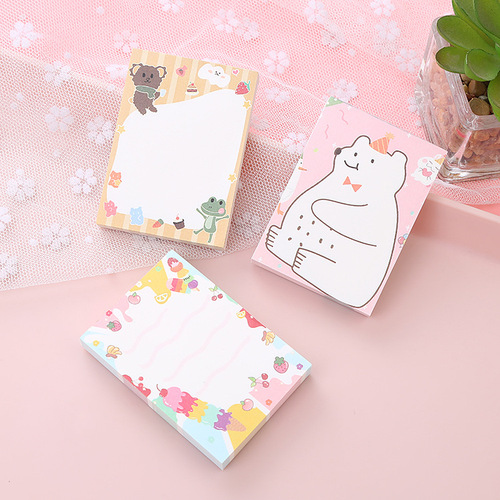 Note pad cute cartoon bear note paper creative stationery students tearable message pad note book wholesale