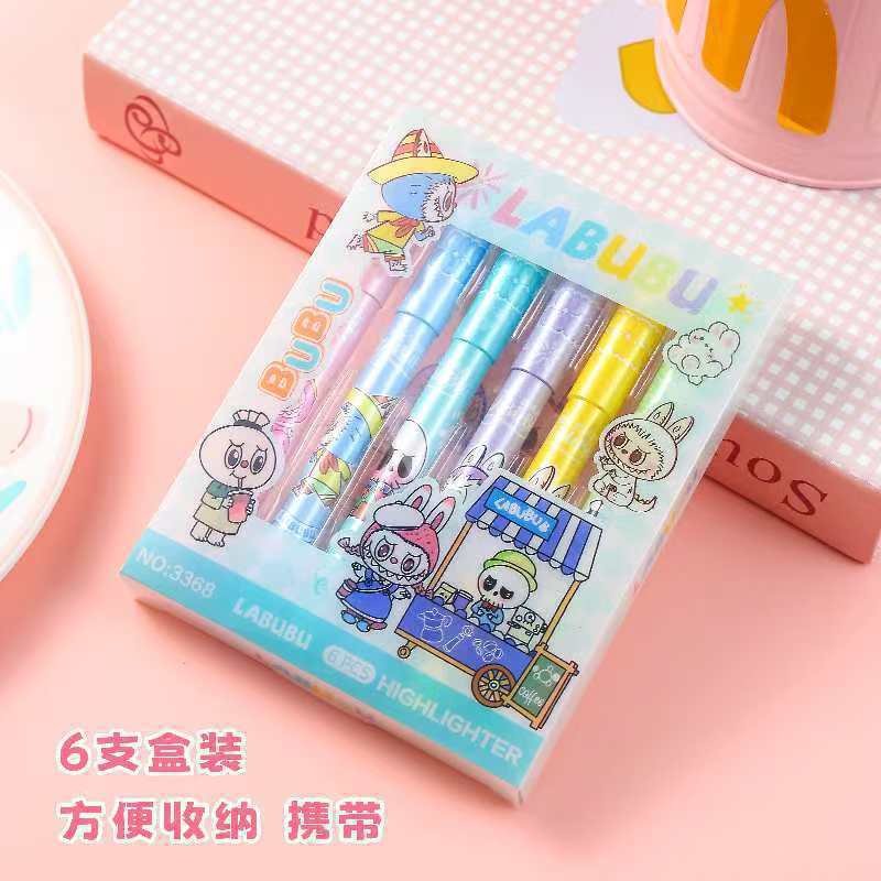 Nuevo oso de mantequilla de dibujos animados lindos bolígrafo de cuentas de mano de color para estudiantes marcadores de puntos clave de protección de ojos