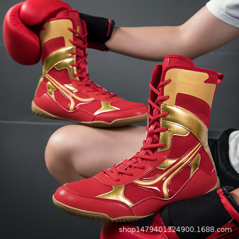 Factory Direct Sales of New Cross-Border Models of Men's Large-Size Indoor Comprehensive Training Non-Slip Wrestling Shoes, Protective and Wear-Resistant Boxing Shoes