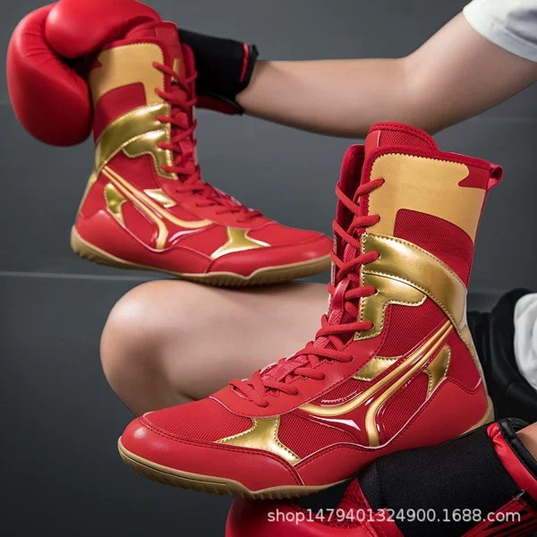 Factory Direct Sales of New Cross-Border Models of Men's Large-Size Indoor Comprehensive Training Non-Slip Wrestling Shoes, Protective and Wear-Resistant Boxing Shoes