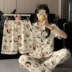 震え音密文雲綿クレヨンしんちゃんパジャマ女性春夏半袖長ズボン三点セットアニメ甘い家服