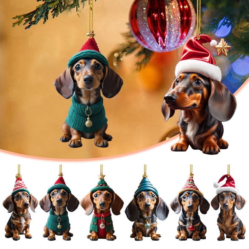 国境を越えた新商品ソーセージ犬ストラップクリスマスペンダントクリスマスツリー装飾品車内飾り装飾品漫画犬|undefined