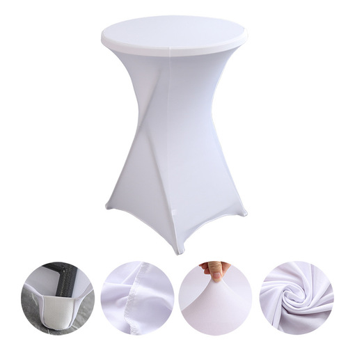 Manufacturer wholesale high-end hotel wedding decoration cocktail bar table cover solid color polyester round banquet elastic table cover