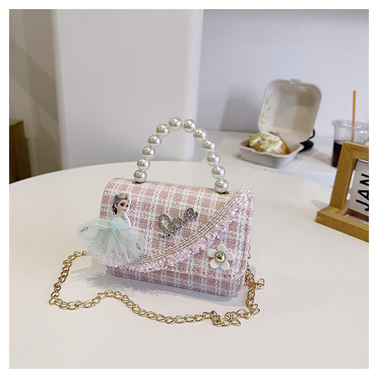 2025 nuevos niños de dibujos animados portátiles inclinados para proteger pequeños vientos de princesa de dibujos animados inclinados bolsos de perlas