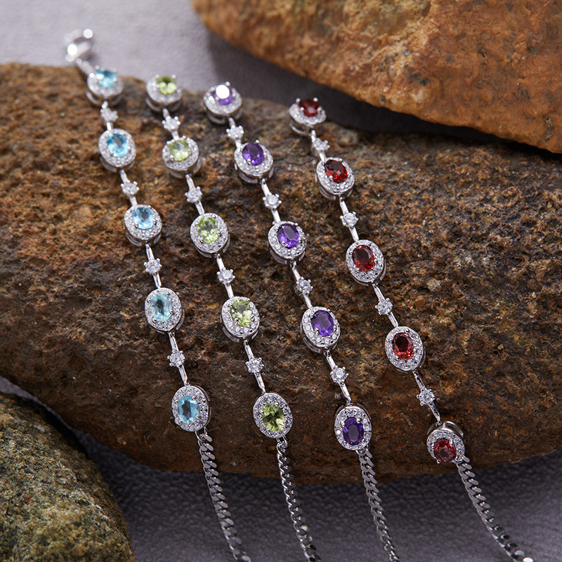 4g Weight Bracelets Classification 925 sterling silver Chain Material 1 Piece Quantity Date, Tea Party Occasion 925 Sterling Silver, Garnet, Apatite Material Geometric Pattern All Seasons Season Women's Gender Simple Style, Shiny Style 925 Sterling Silver Garnet Apatite Geometric Bracelets 10