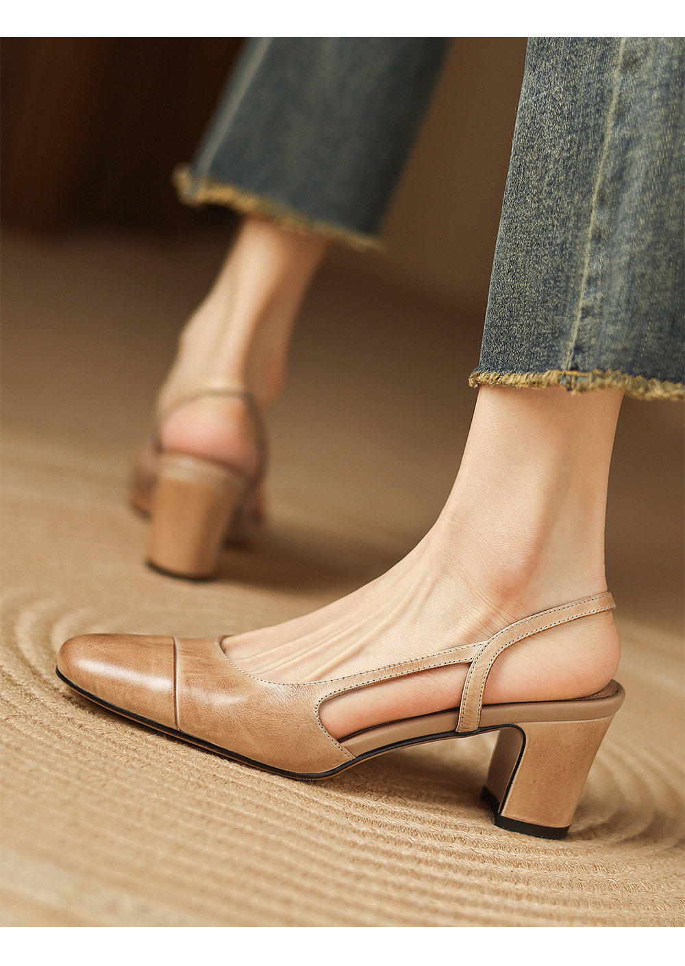 Sandal cao gót nữ mũi kín quai chéo buộc dây phong cách Hàn Quốc — đen chi tiết 2