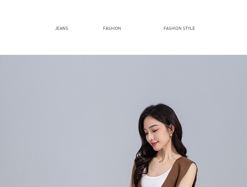 Quần jean ống rộng cạp cao nữ dáng suông ống đứng — Màu xanh lam chi tiết 19