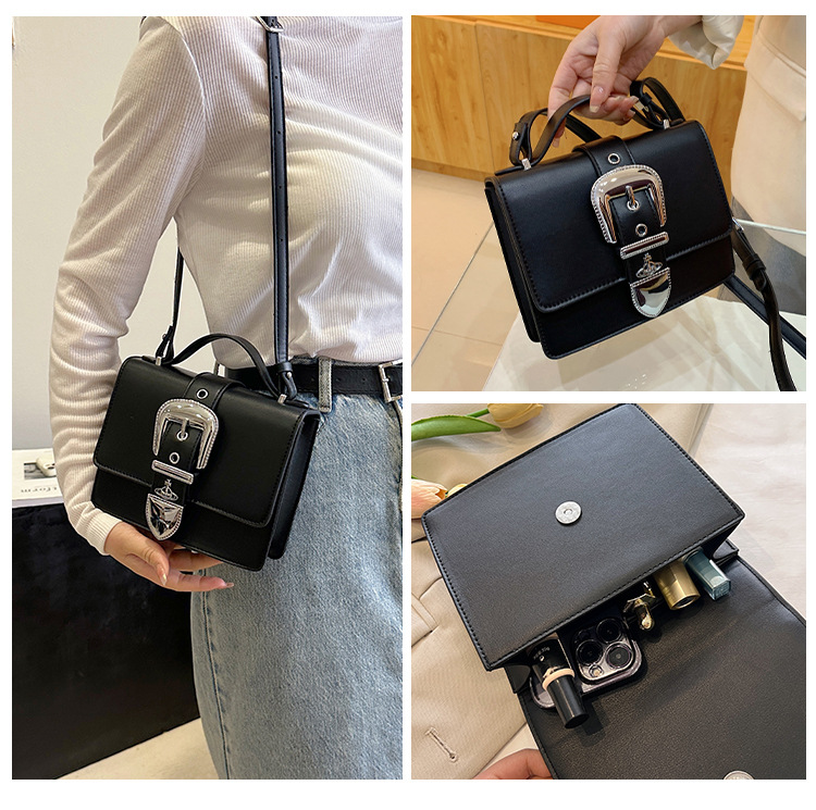 2023 Solid color belt decoration small square temperament women's new fashionable and popular shoulder casual Korean_voghion.com