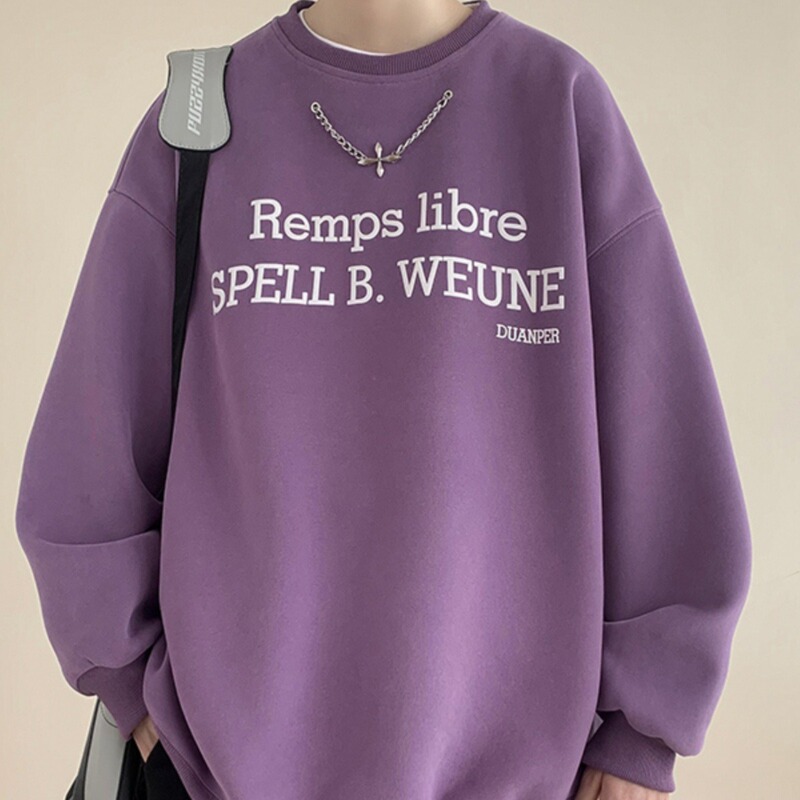 American-style heavy necklace sweater men's spring and autumn round neck long-sleeved top coat fashionable brand design all-match loose fashion